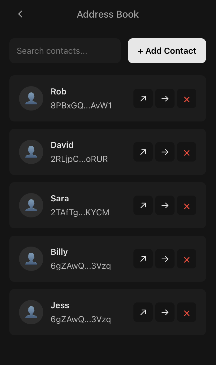 Fletch address book with contacts